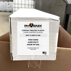 Corona Treated Plastic Sheeting 20' X 100' 6 mil - Phoenix Liners labeled box