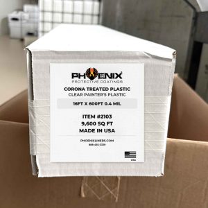 Corona Treated Plastic Sheeting 16' X 600' .4 mil - Phoenix Liners labeled box