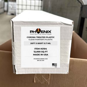 Corona Treated Plastic Sheeting 20' X 600' .7 mil - Phoenix Liners labeled box